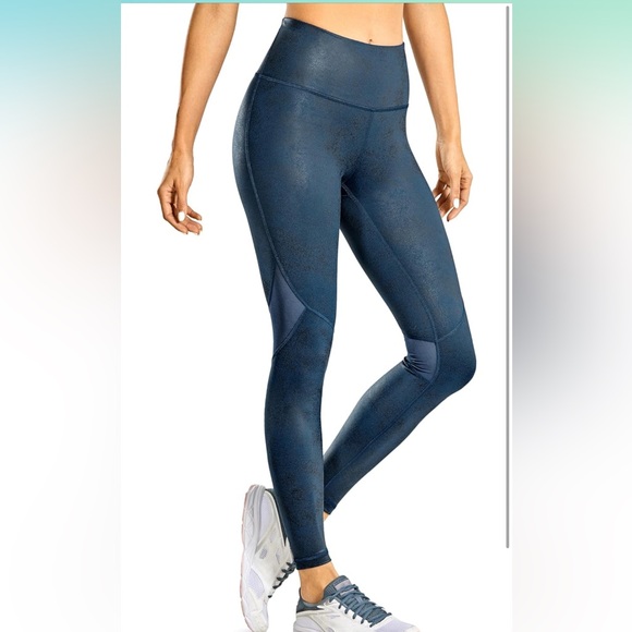 CRZ YOGA Women's Faux Leather Workout Leggings 25 Inches -XL/14 - Picture 3 of 7